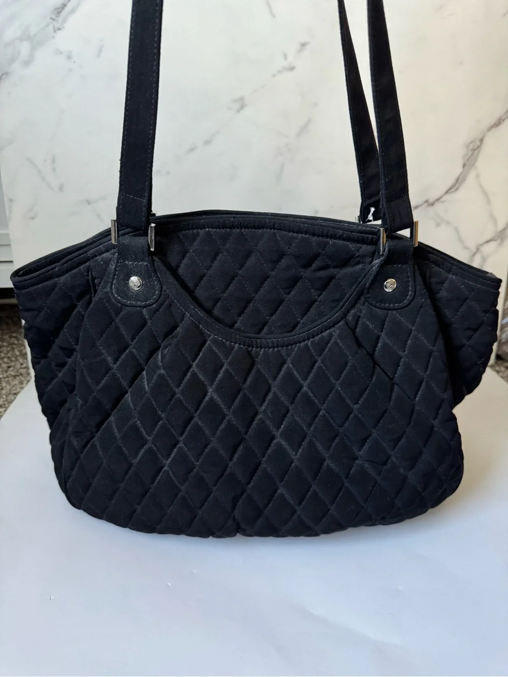 Vera Bradley Black Quilted Shoulder Tote